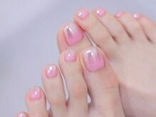 幻之花ネイル/ミラーグラデ　フットネイル