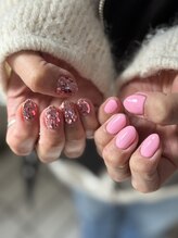 ユージューネイルルーム(UJU nail room)/ピンク×ホロ