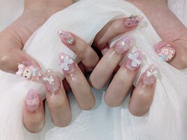 【スカルプ】ガーリー盛りネイル