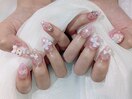 【スカルプ】ガーリー盛りネイル