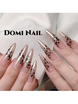 Domi Nail Salon 渋谷店　長さだし/持ち込み/フィルイン/ワンホン/ヒョウ柄×長さだし＊