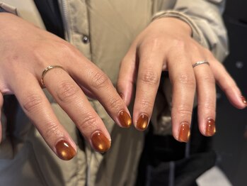 オレンジマグネットネイル