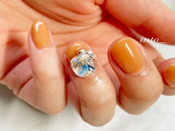 ネイルサロン イントゥ(into_)/キャメル　ワンカラー　ビジュー