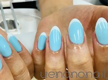 ウエノノネイル 上野(uenononail)/ベース水色×ホワイトフレンチ