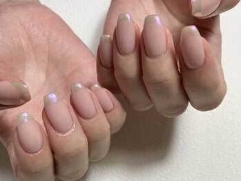 ジュエ ネイルスタジオ(jouer nailstudio.)/オーロラミラーフレンチ