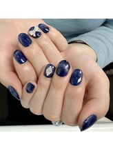 ダイアモンドネイルスタジオ 新宿店(Diamond Nail Studio)/マグネットフレンチ＋パーツ