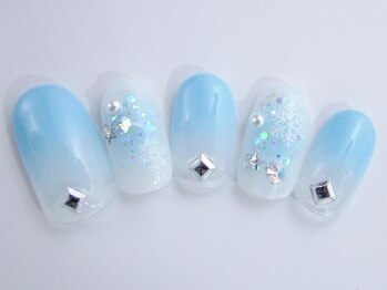 ネイルサロン ドレリッチ 大宮店(drerich)/【6990】ブルーグラデ雪の結晶