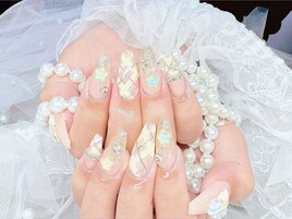 秋チェックネイル