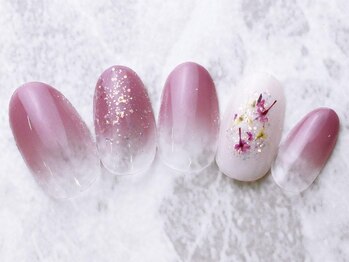 ネイルサロン タイムズスクエア 梅田店(Nail Salon Times Square)/オフィスピンク×押し花