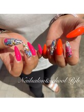 ネイルサロン アンド スクール アールジェイビー(Nailsalon&School Rjb)/ネオンカラーハワイアン夏ネイル