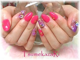 ピンク＆パープルホロ★3Dスワロ