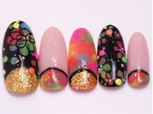ネイリックス 栄ガスビル(NAILX)/ネオン花柄ネイル♪