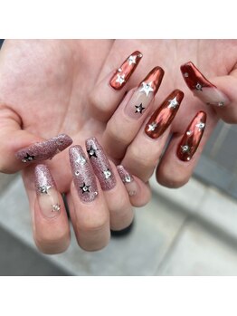 グラマラス アンジェアイ 荻窪店(glamourous ange eye)/ラメミラーネイル