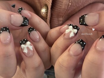 エマネイル プラスキハクヤ 肥後橋店(EmaNail+KIHAKUYA)/ドットフレンチ♪