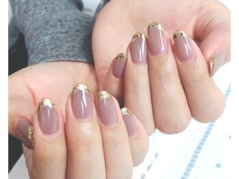 爪ソウシャイン(爪 SO SHINE)/ゴールドガラスフレンチ☆