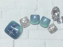 冬ネイル　手描きアート　結晶