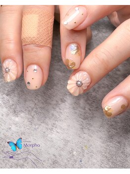 モルフォ 千駄ヶ谷(Morpho)/ぷっくりフラワーネイル