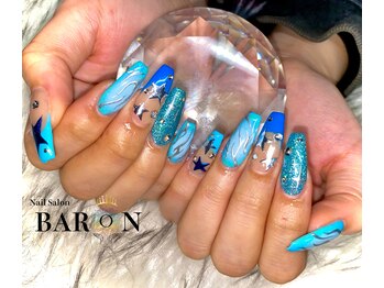 バロン 心斎橋店(BARON)/ブルー×海外風ネイル
