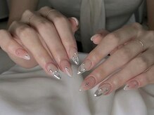 ミネットネイル 池袋(Minette nail)/透明感シルバーネイル星輝き上品