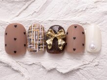 ネイルメゾン 渋谷店(NAIL MAISON)/ツイードハートホロリボン￥9000