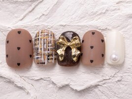 ツイードハートホロリボン￥9000