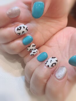 ハーティーネイル hearty nail 溝の口店/カジュアル×レオパードネイル