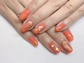 オレンジワンカラーネイル☆