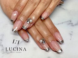 Hー251上品ガラスフレンチネイル