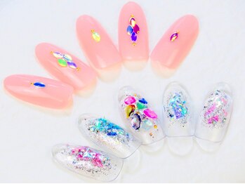 ネイル ブーマー(Nail BOOMER)/クリアネイル/リーフ/ホロアート