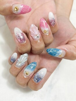 夏のマーメイドネイル