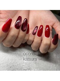 レッド艶々ワンカラーネイル