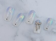 インフィニティ なんば店(Infinity)/リボンネイルパーツ×ラメグラ