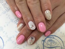 ネイルサロン リバース(Re:Birth)/ラメ　ピンク　華やか