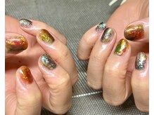 アンドミーネイル 蒲田(&me.nail)/個性派ニュアンス 金箔 ミラー 