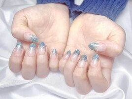 ラメグラデーション　ブルー