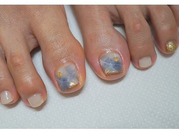 マジョラム ネイル(Marjoram Nail)/大理石風　フットネイル