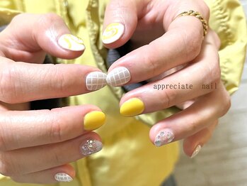 アプリシーエイトネイル(appreciate nail)/イエローネイル♪