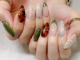 べっ甲ネイル/フレンチネイル/秋