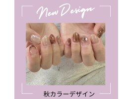 秋デザイン　鼈甲ネイル