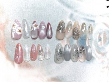 ハッピービューティー(Happy Beauty)/手書きフラワーネイル