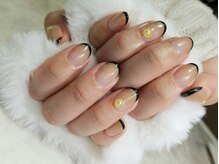 シュガーネイル(sugar nail)/黒フレンチネイル