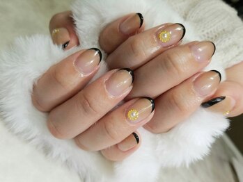 シュガーネイル(sugar nail)/黒フレンチネイル