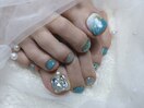 フット、キラキラ海ネイル