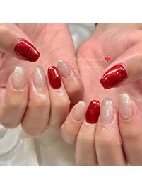 ハートホロ埋め込みネイル