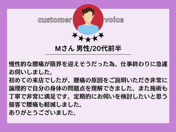 J'Sメディカル整体院 恵比寿 代官山店/お客様のお声をご紹介！