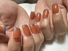 デューネイルスタジオ(dew nail studio)/オレンジブルー フレンチ