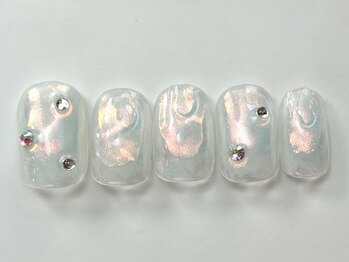 ネイルメゾン 天神店(NAIL MAISON)/ニュアンス白ミラー¥6000