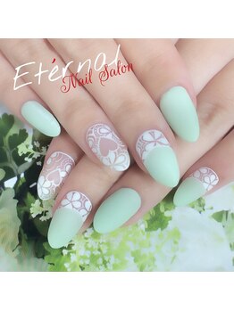 エターナル エムザ店(Eternal)/フラワーレースのマットネイル♪