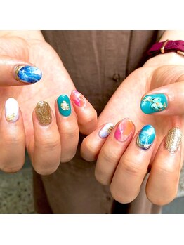 アヤネイルズ アンド アイラッシュ(AYA NAILZ.＆Eyelash)/海と夕陽ネイル