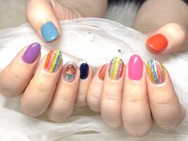 ☆カラフルなバカラ風ネイル☆